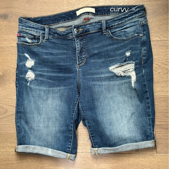 SLINK Distressed Blue Jean Shorts - Picture 8 of 10